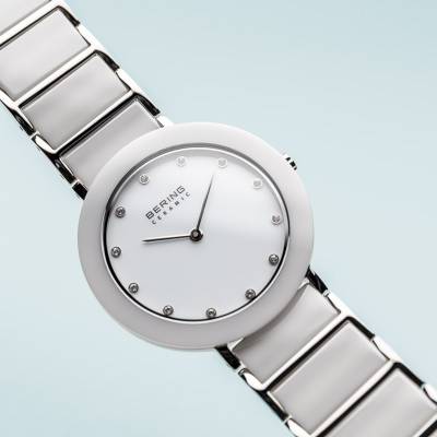 Bering White Ceramic and Stainless Steel Quartz Bracelet Watch