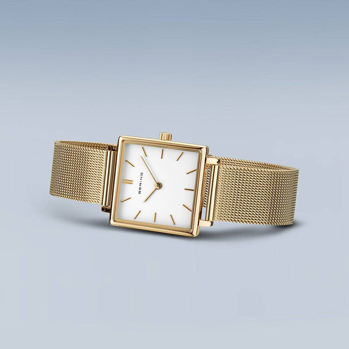 Bering Ladies Square Gold Plated Watch