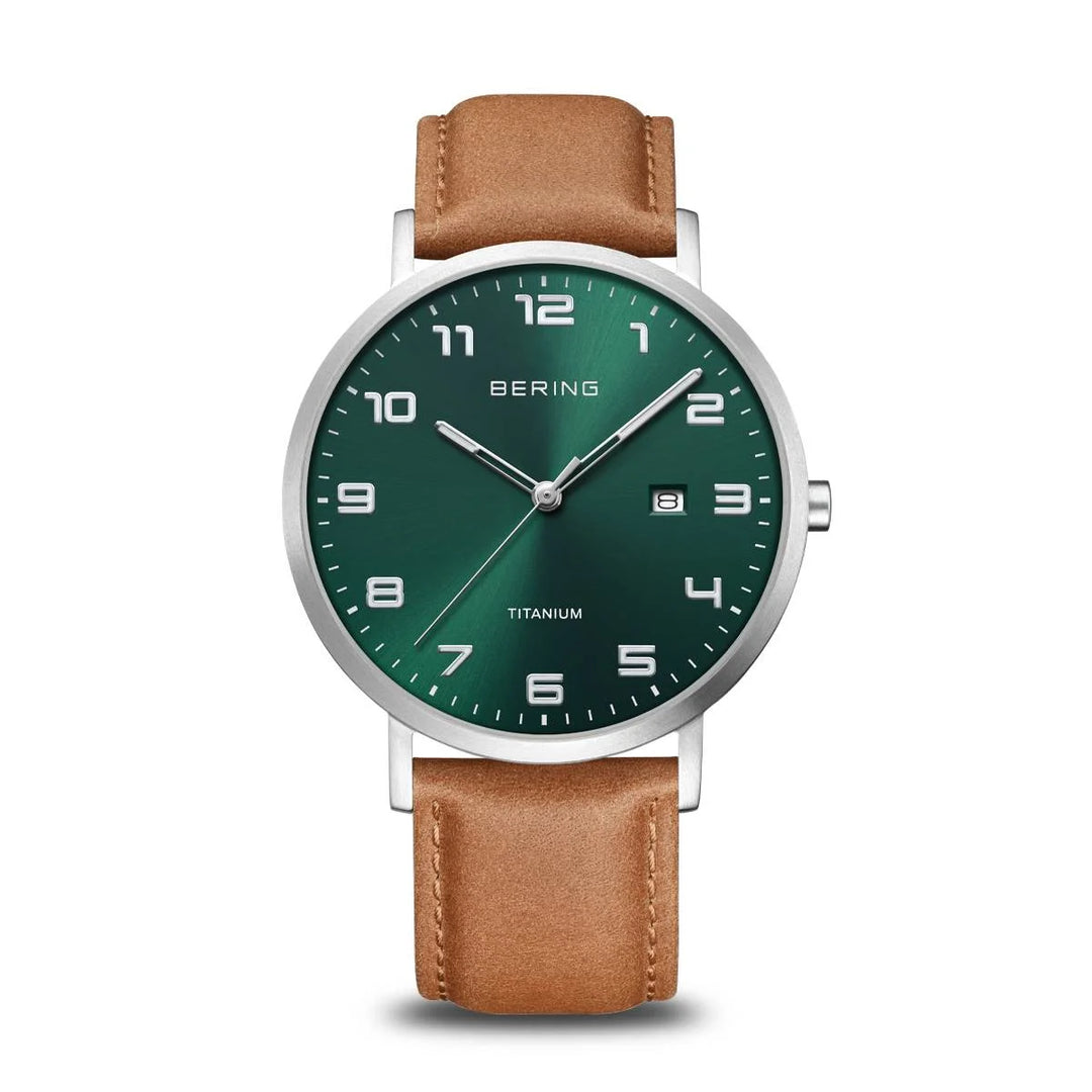 Bering Mens Leather Strap Watch