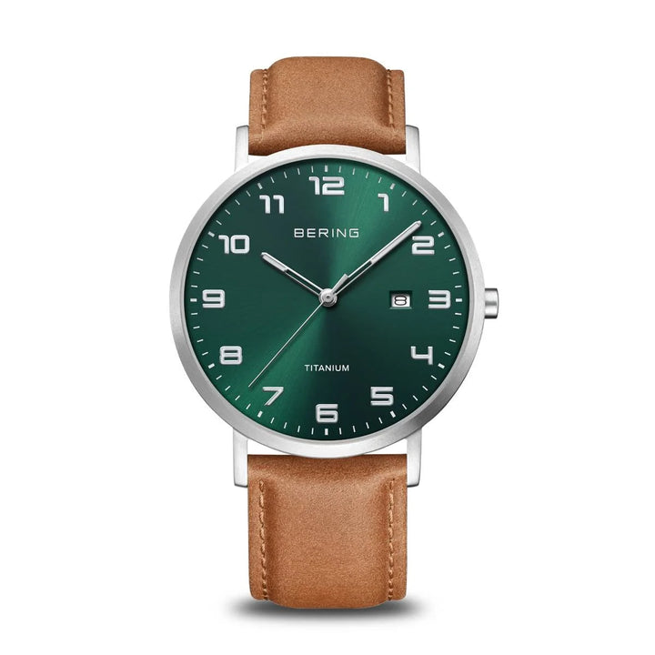 Bering Mens Leather Strap Watch