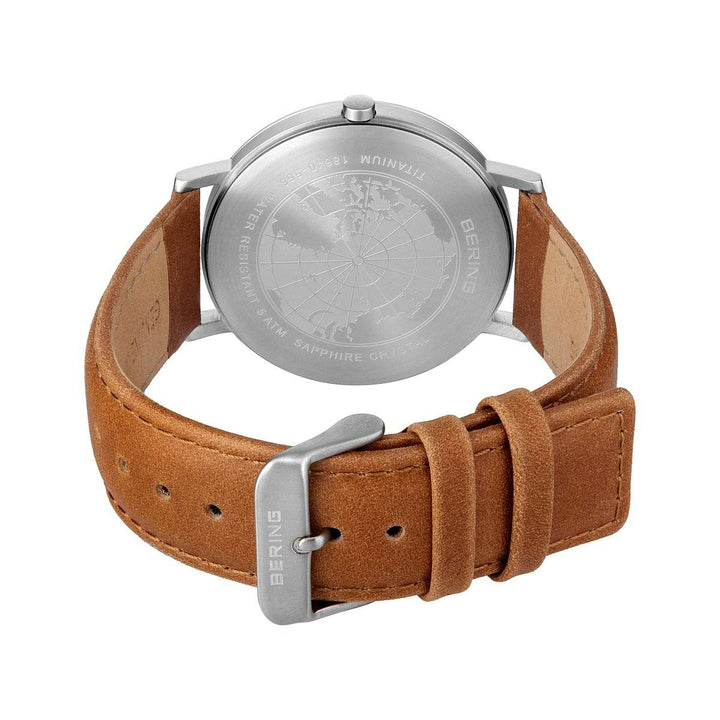 Bering Mens Leather Strap Watch