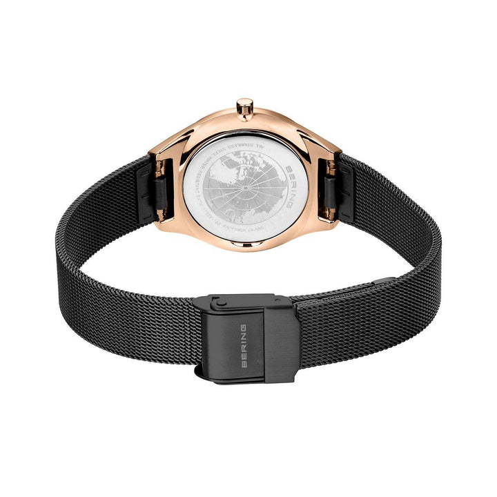 Bering Gold Plated Black Strap Watch
