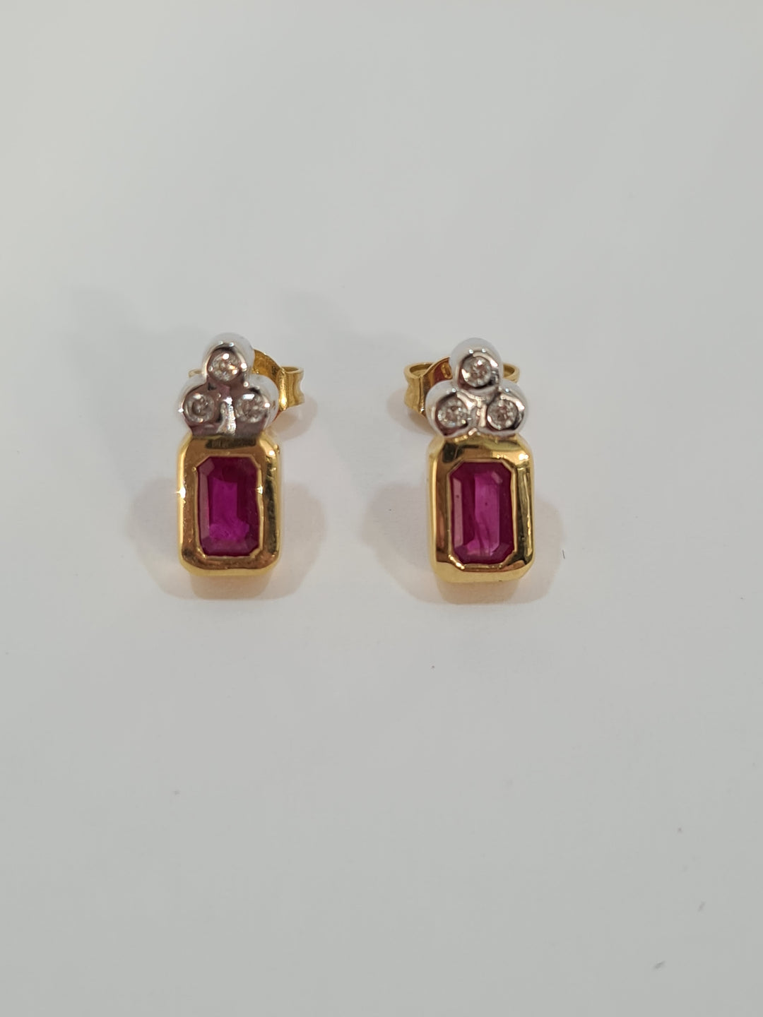18ct Yellow Gold Ruby and Diamond Earrings