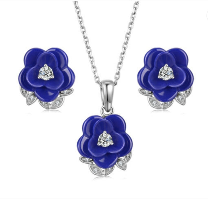 Fei Liu Blossom Earring and Pendant Set