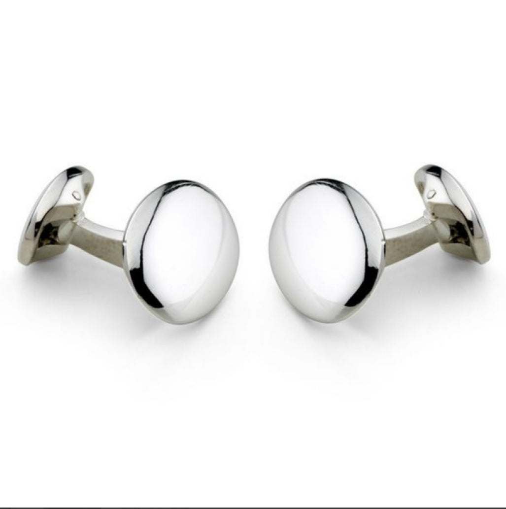 Deakin and Francis Silver Oval Cufflinks