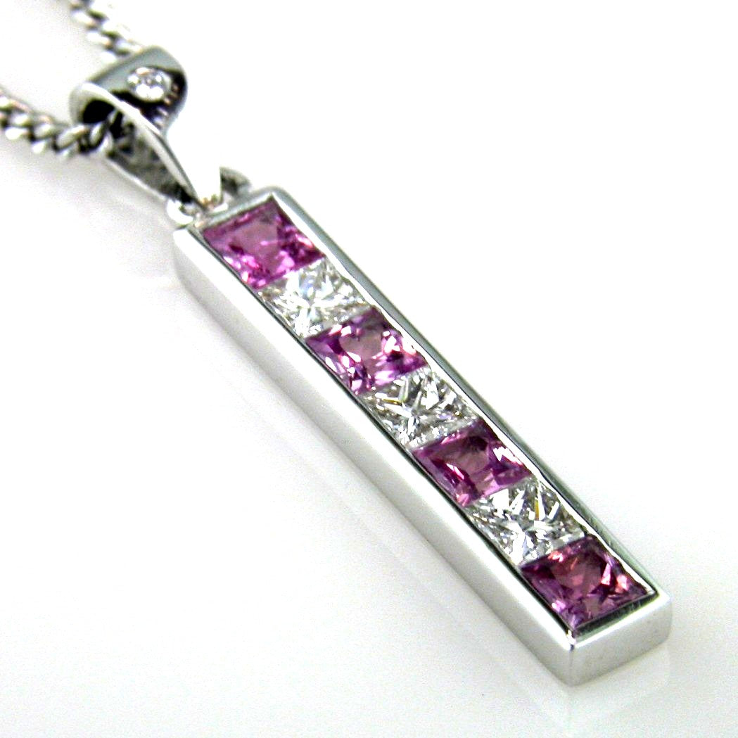 18ct Pink Sapphire and Diamond Pendant