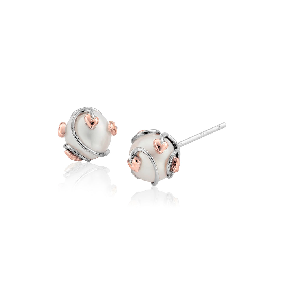 Clogau Silver Tree of Life Caged Pearl Stud Earrings