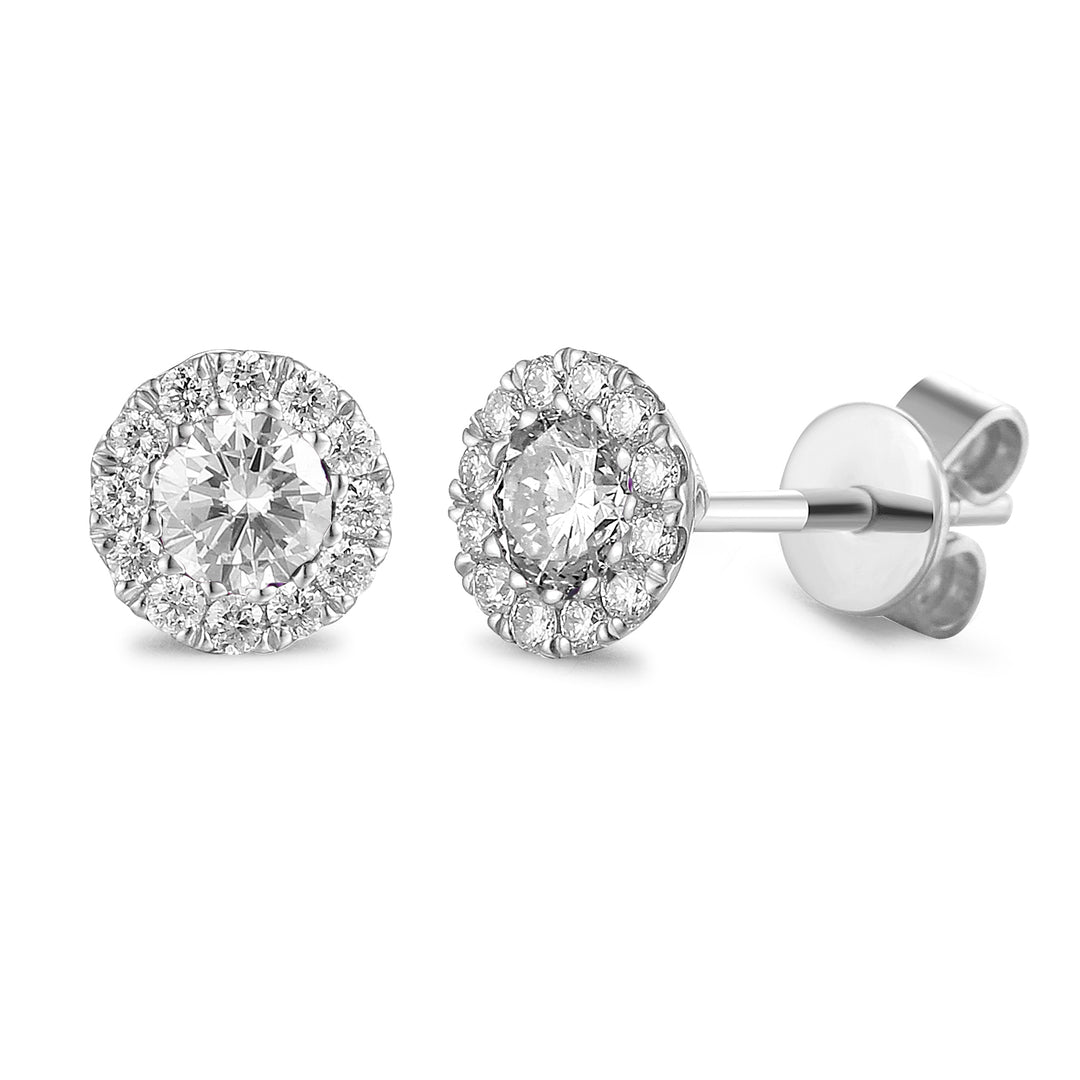 APRIL - 9ct White Gold Diamond Cluster Stud Earrings