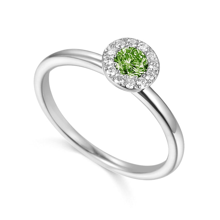 AUGUST - 9ct White Gold Peridot and Diamond Cluster Ring