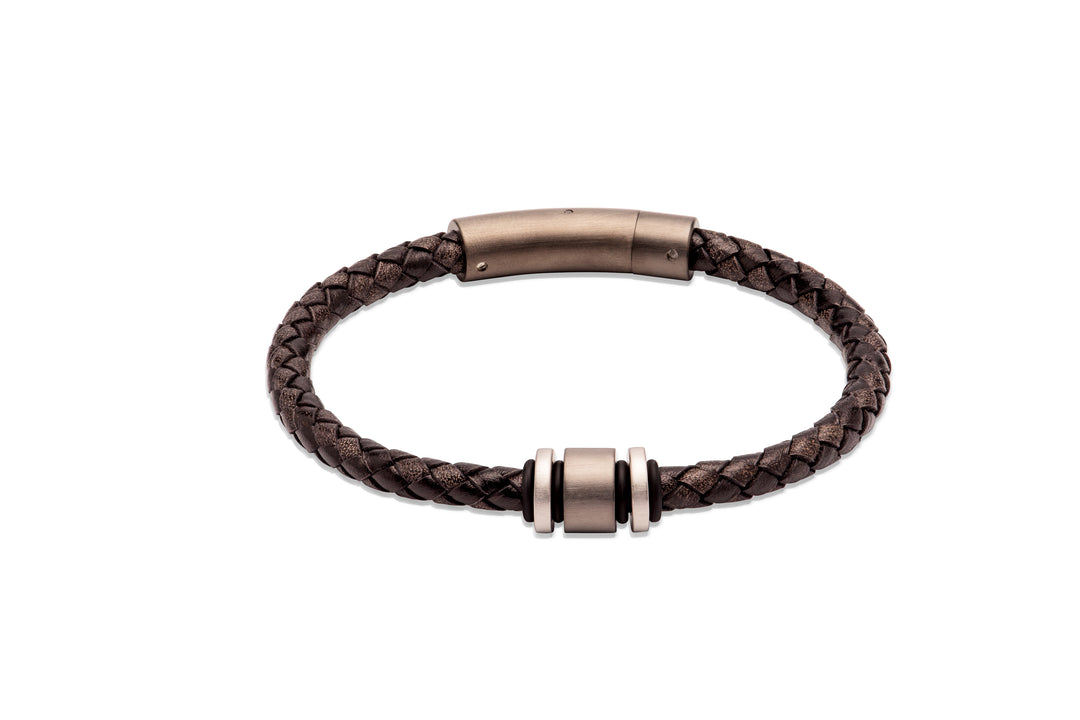 Black Leather Bracelet 21cm