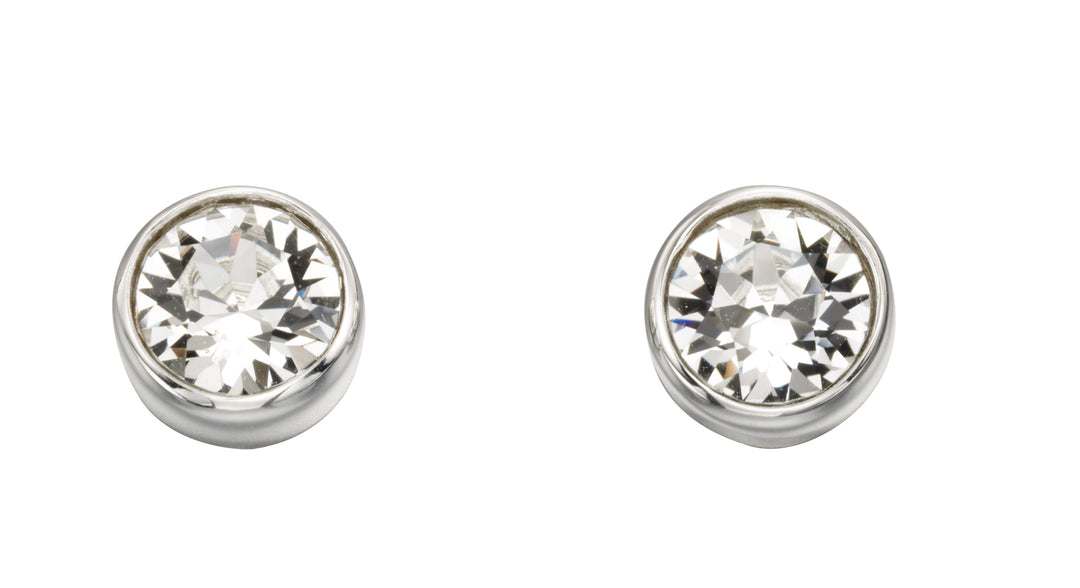 Silver April Birthstone Stud Earrings