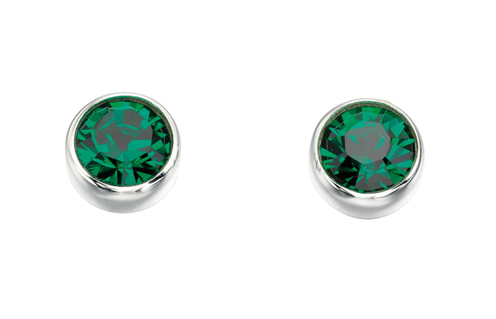 Silver May Birthstone Stud Earrings