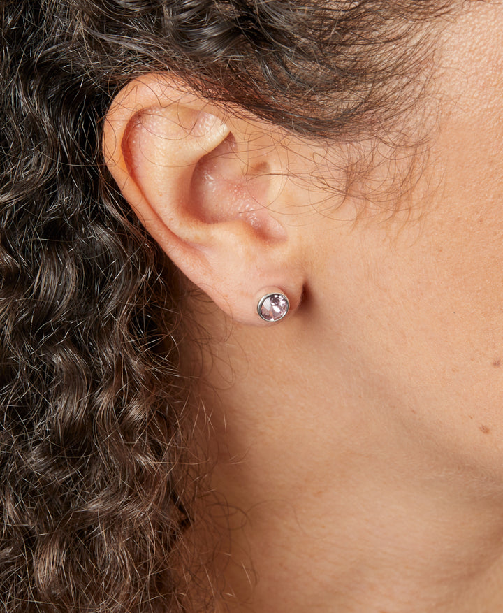 Silver June Birthstone Stud Earrings