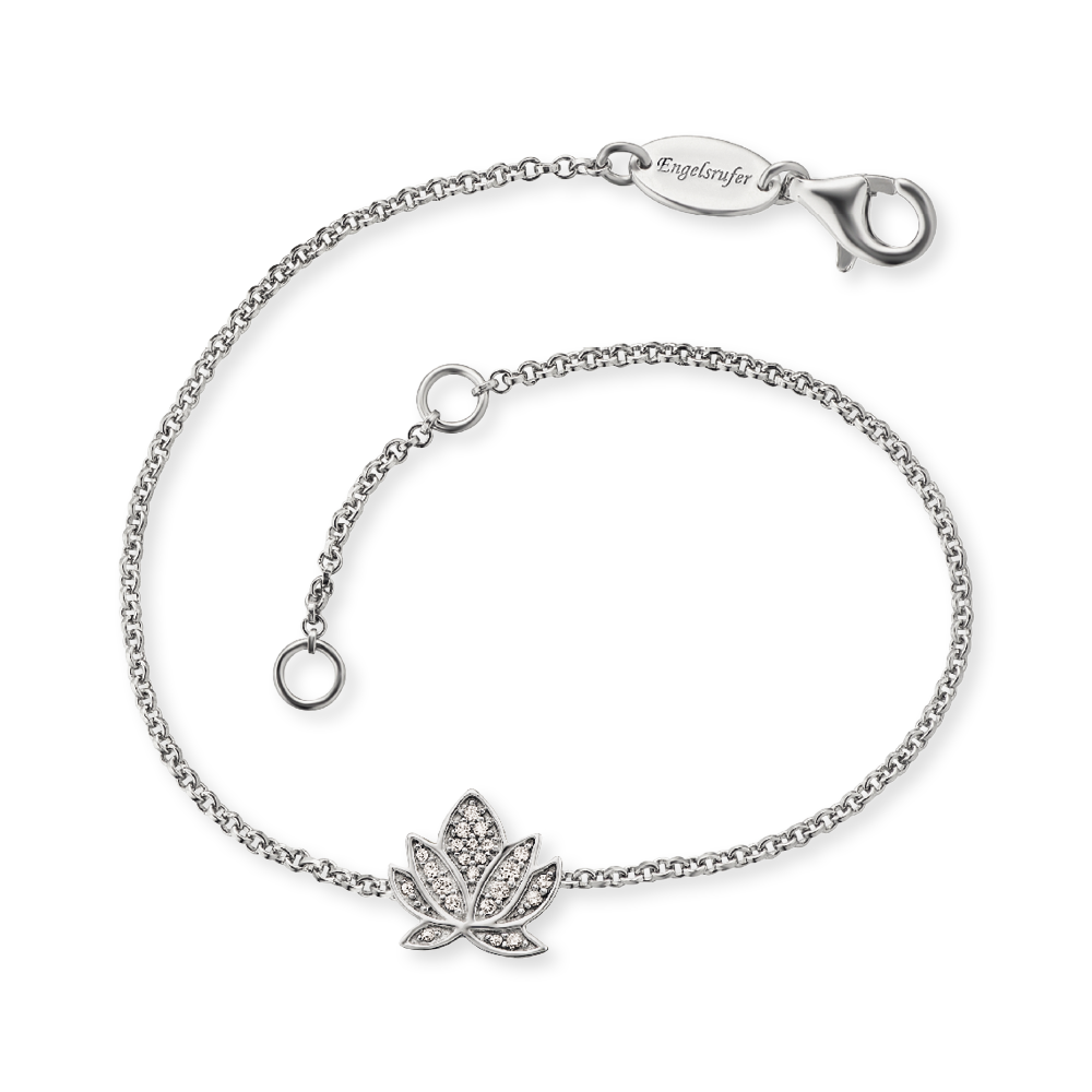 Lotus Blossom Silver CZ Bracelet