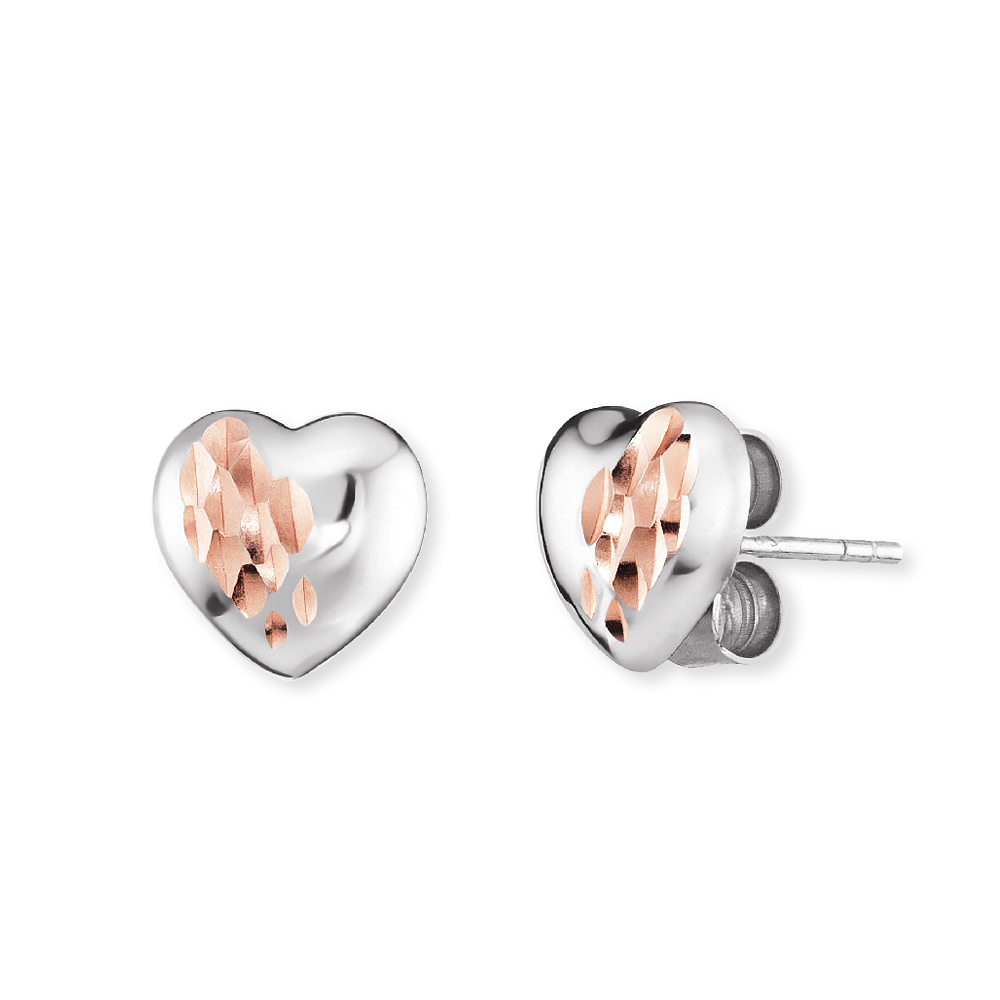 Hearts Silver With Love Stud Earrings