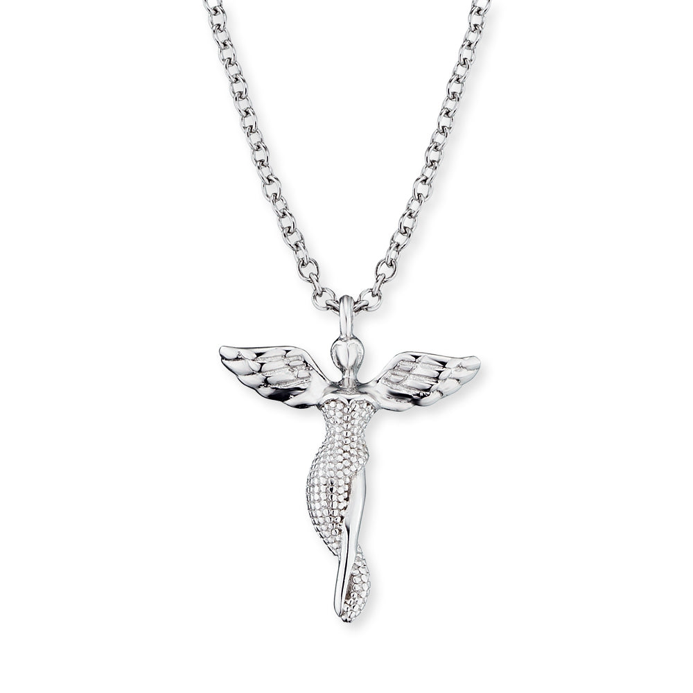 Silver Guardian Angel Pendant and Chain