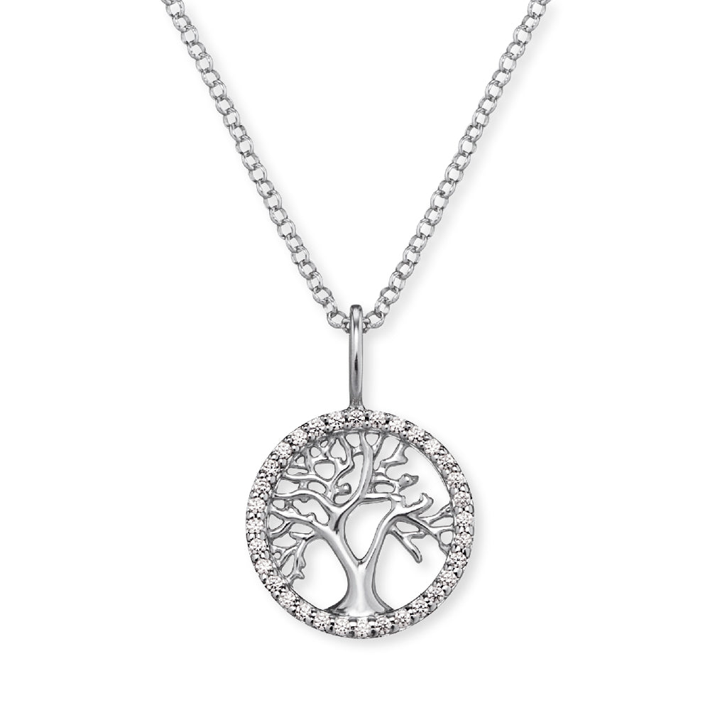 Tree Of Life Silver and CZ Pendant and Chain