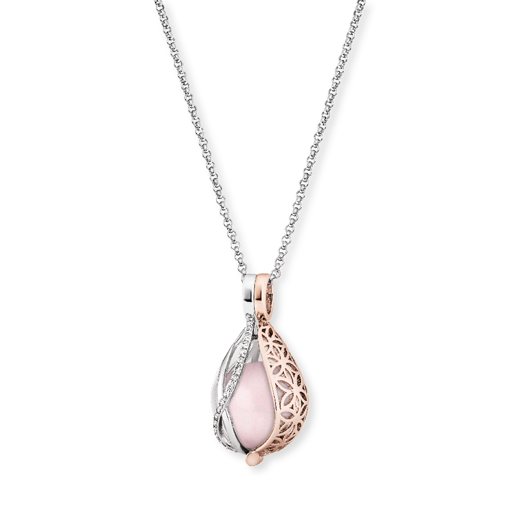 Tear Of Heaven Rose Quartz Silver and Rose Gold plated Pendant