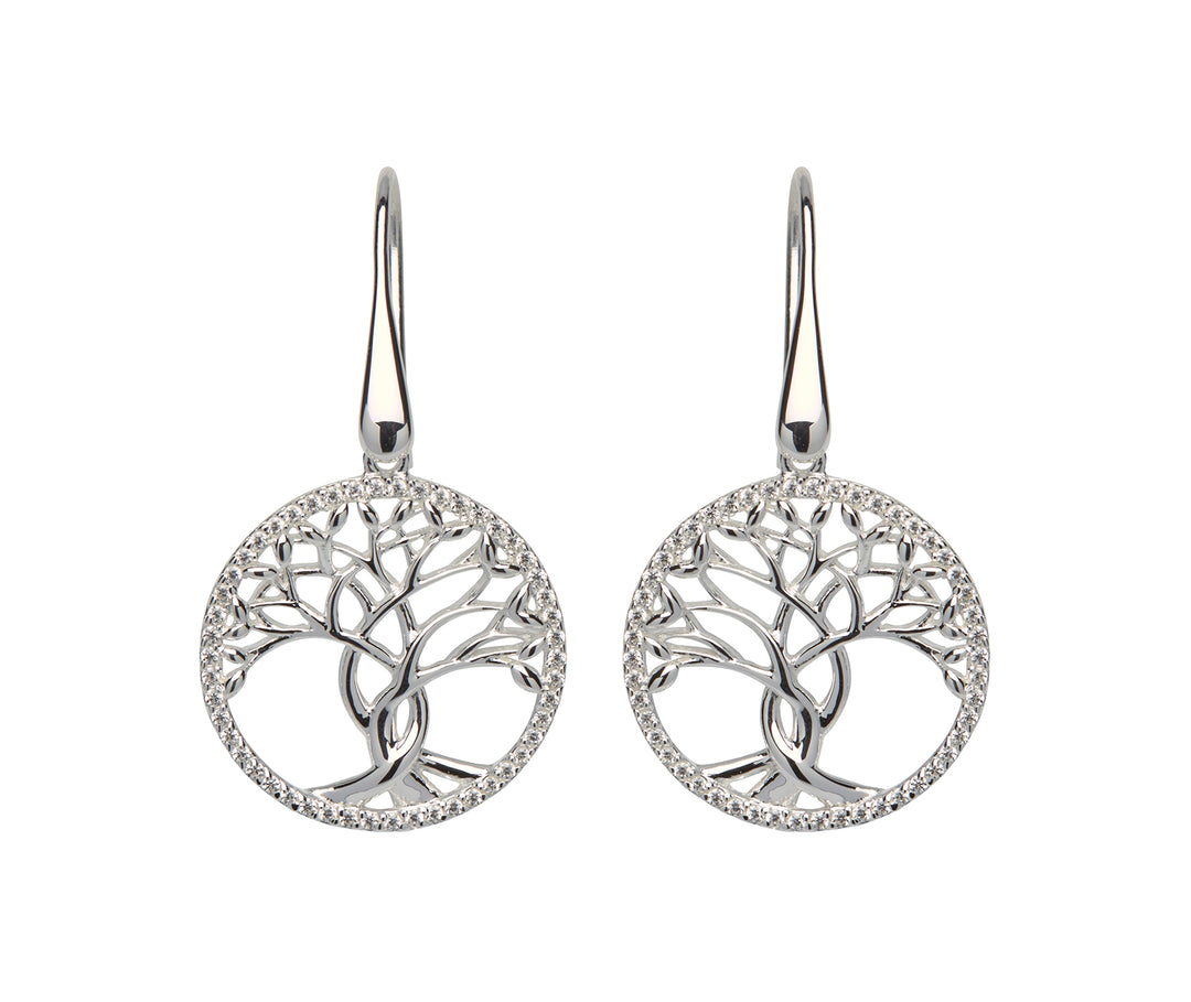 Sterling Silver Tree Of Life Drop Earrings