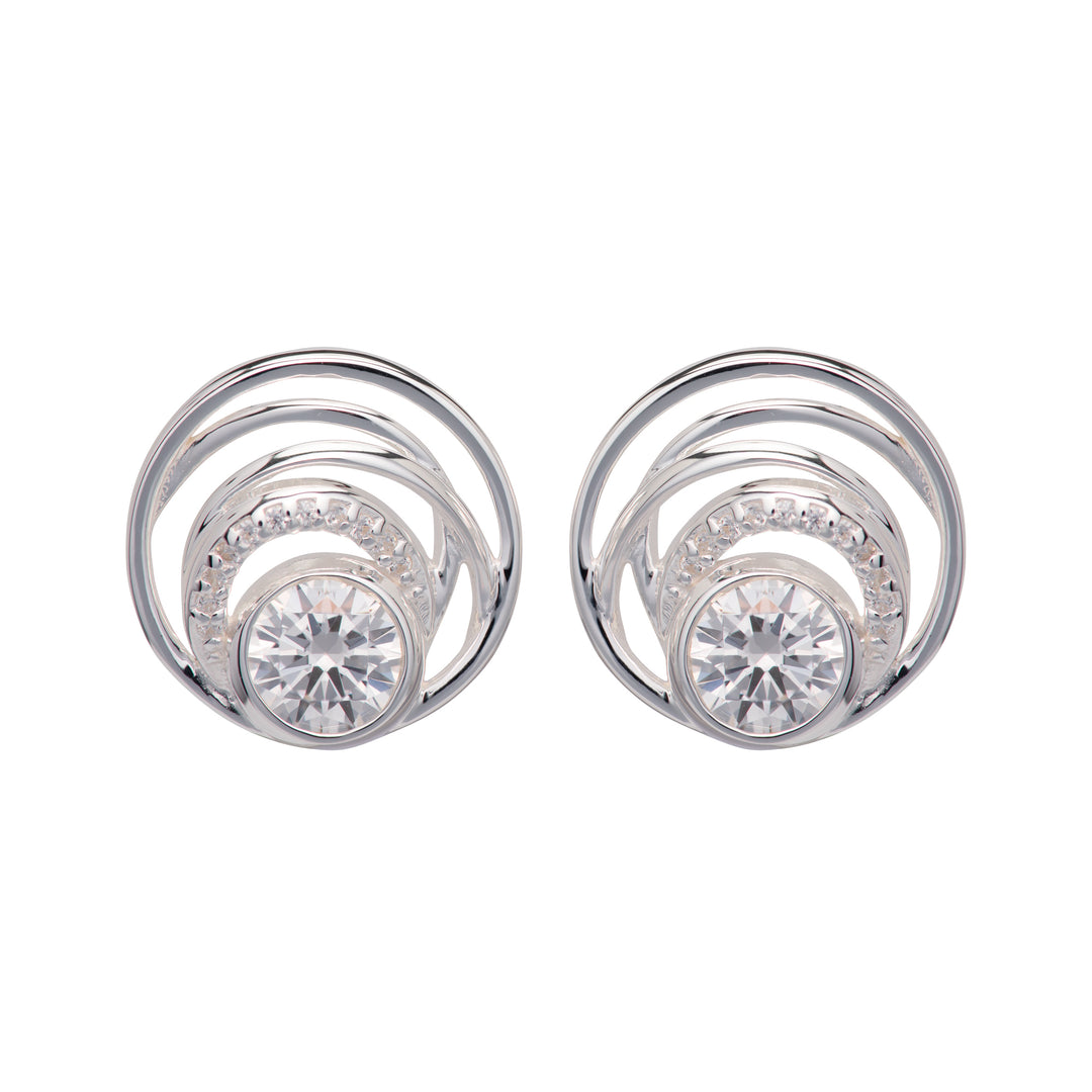 Sterling Silver CZ Circle Earrings