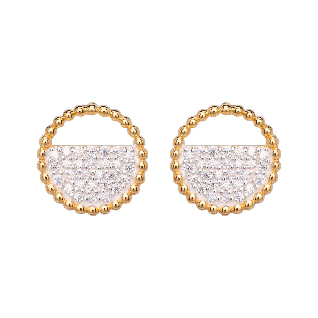 Yellow Gold Plated CZ Stud Earrings