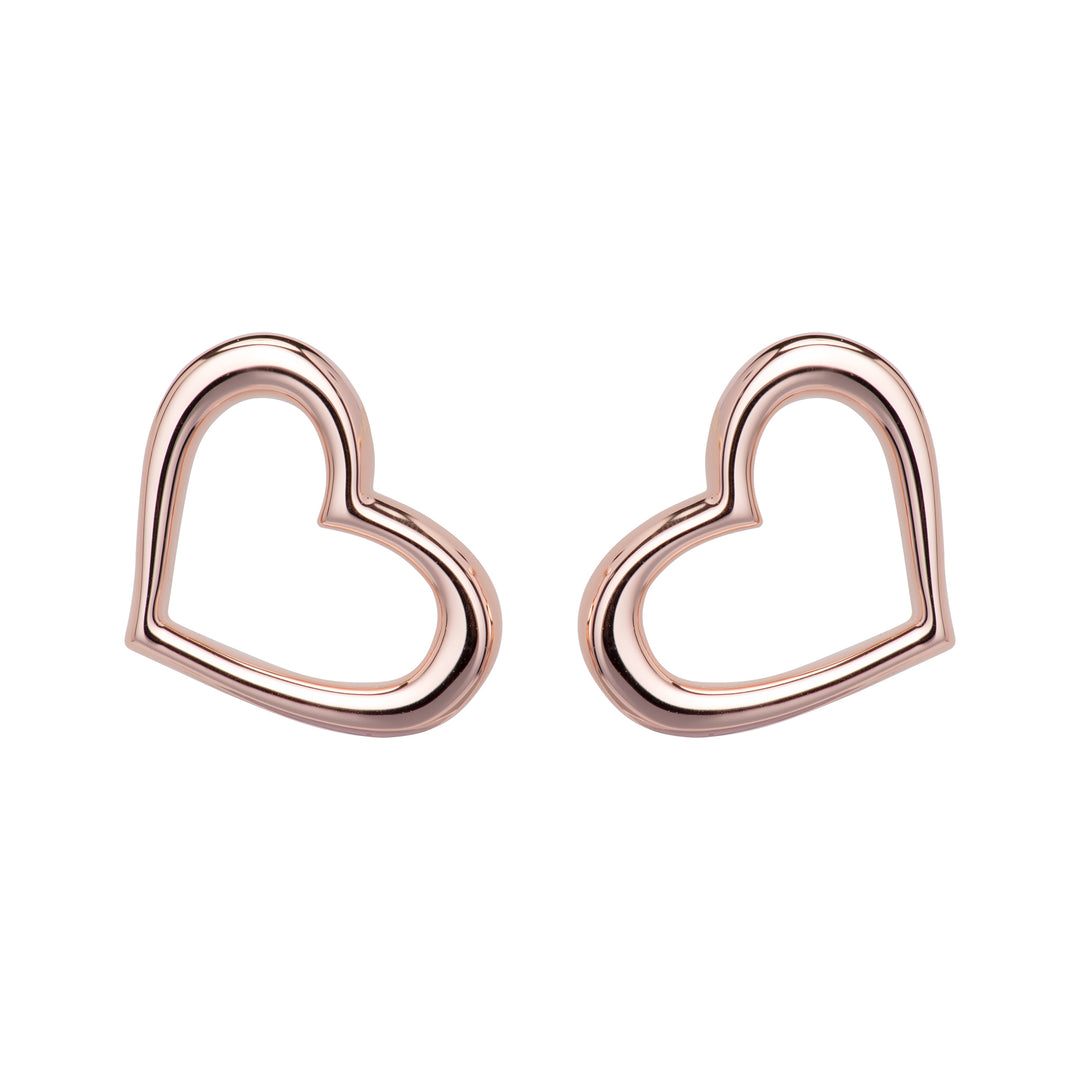 Rose Gold Plated Open Heart Studs Earrings
