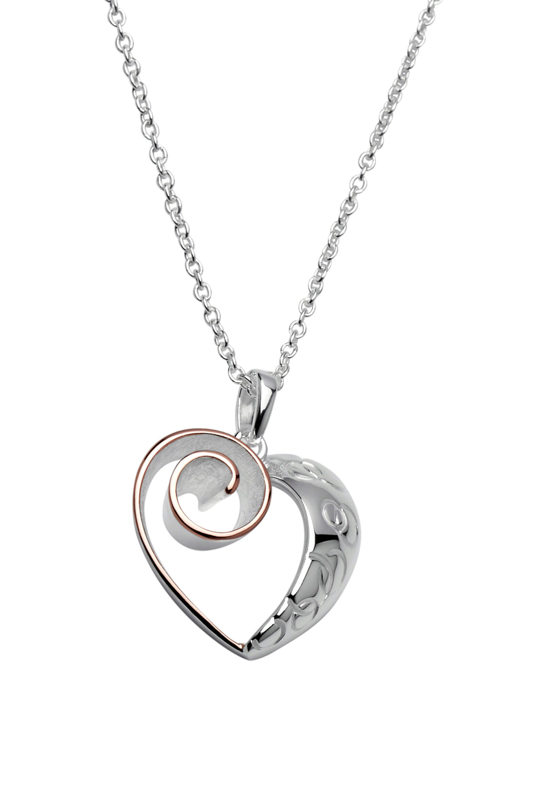 Sterling Silver and Rose Gold Plate Heart Pendant and Chain