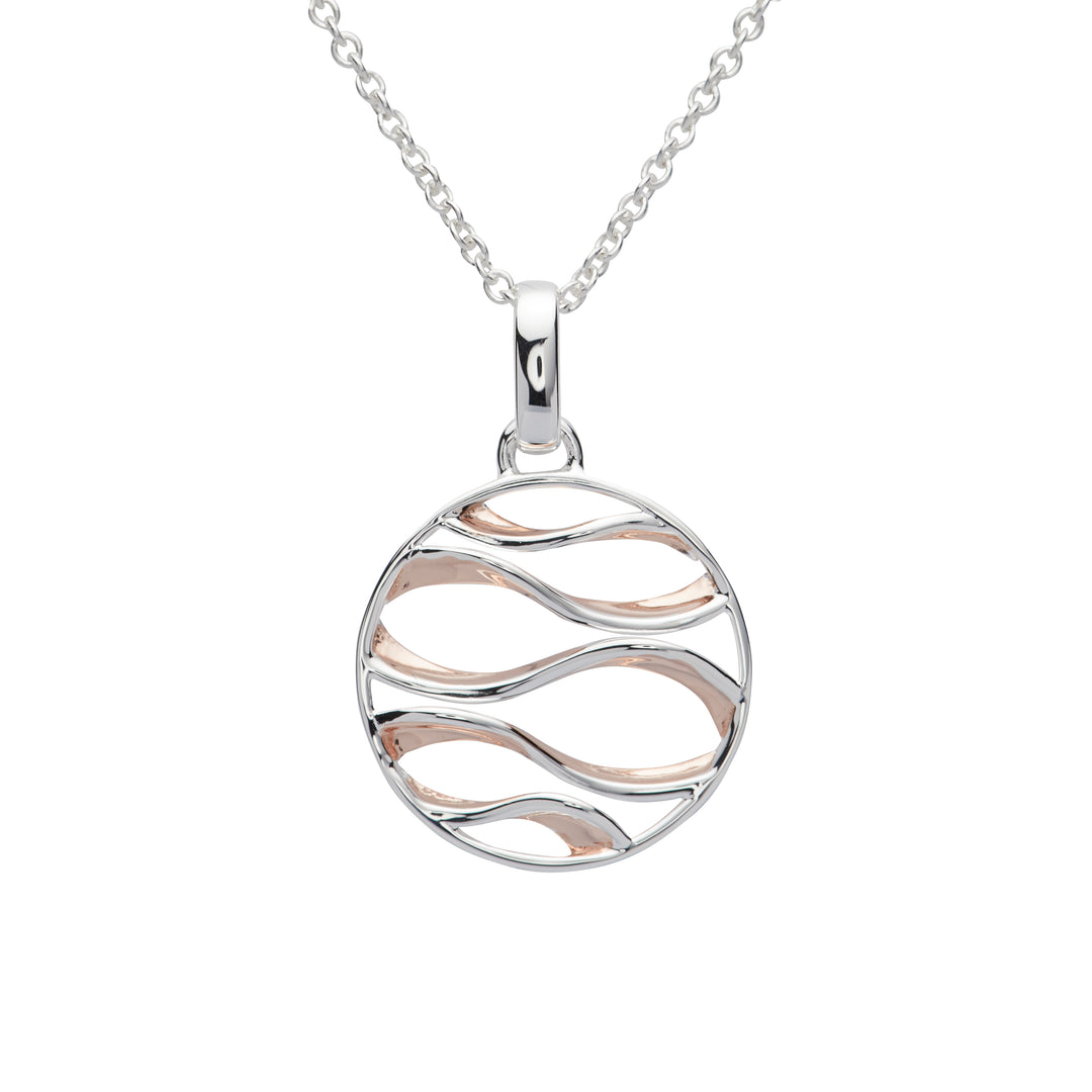 Sterling Silver and Rose Gold Plated Round Pendant and Chain
