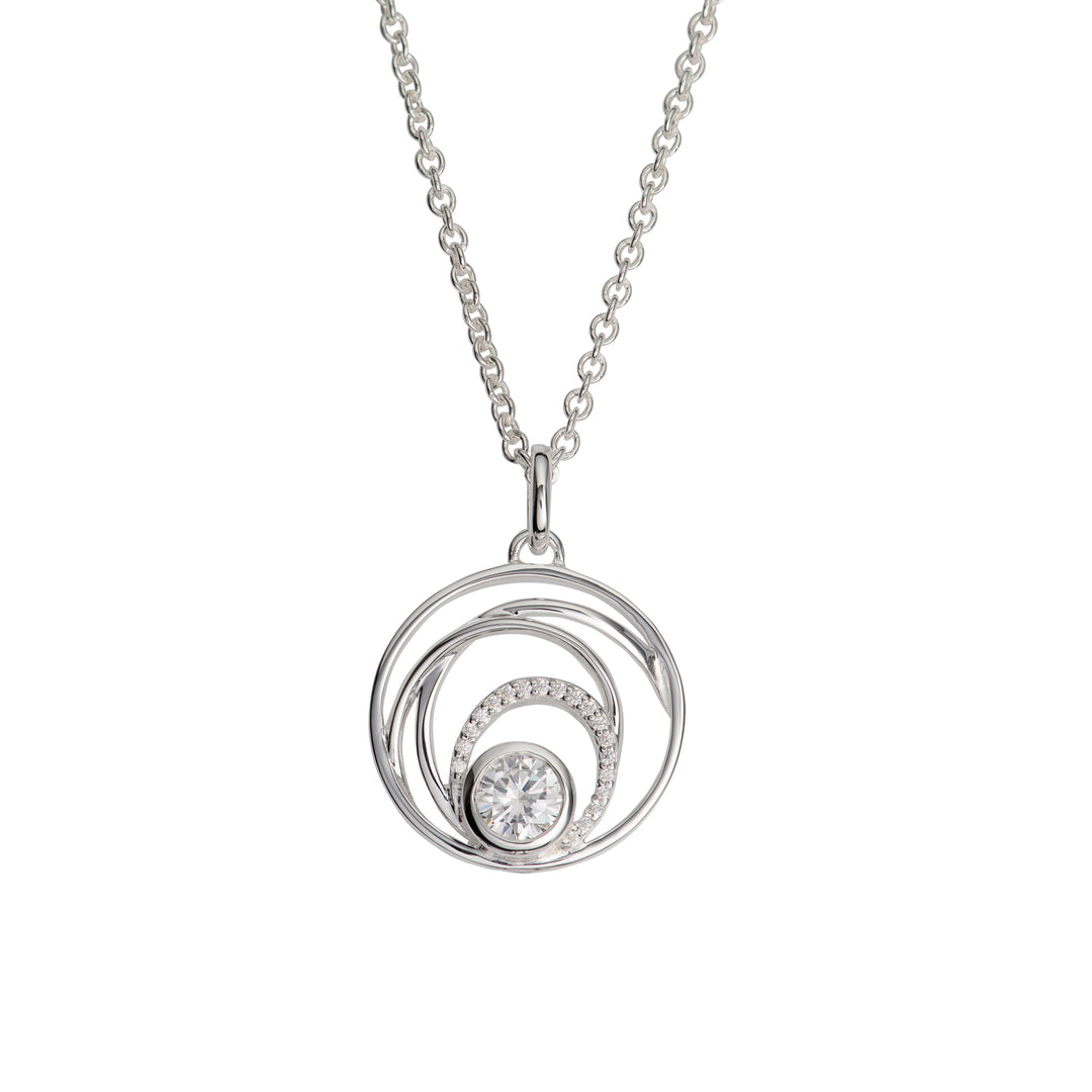 Sterling Silver CZ Circle Pendant and Chain