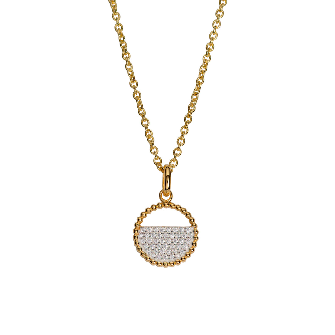 Yellow Gold Plate CZ Circle Pendant and Chain