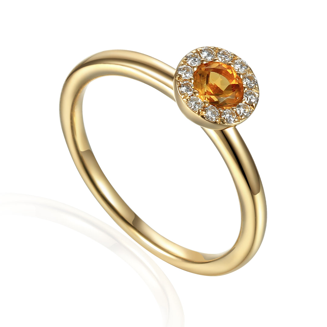 NOVEMBER - 9ct Yellow Gold Citrine and Diamond Cluster Ring