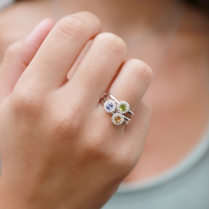 SEPTEMBER- 9ct White Gold Sapphire and Diamond Cluster Ring