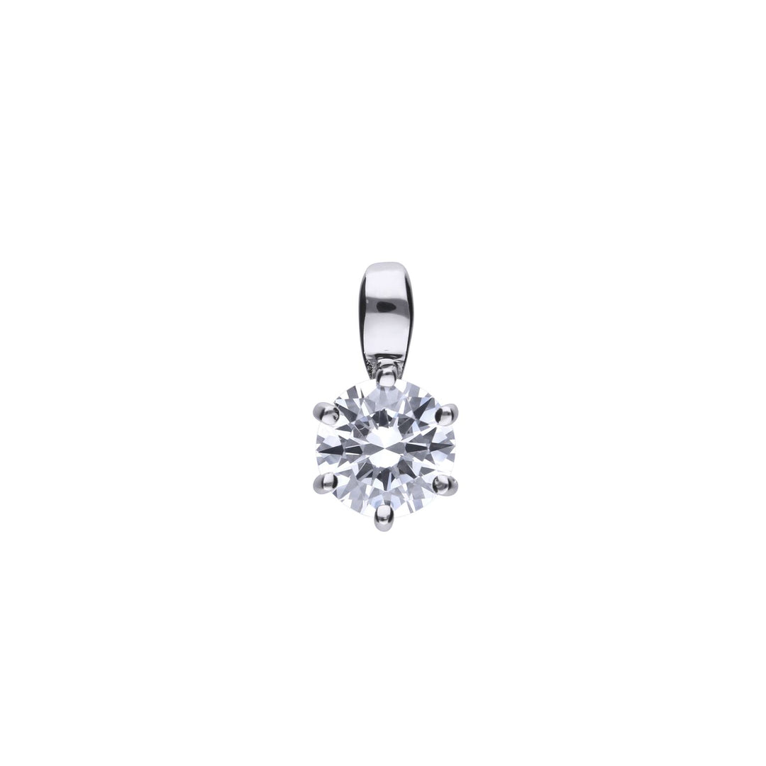 Diamonfire Sterling Silver 1ct CZ Claw set Pendant and Chain