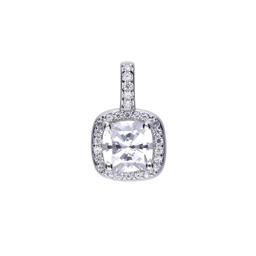Diamonfire Sterling Silver CZ Cluster Pendant and Chain