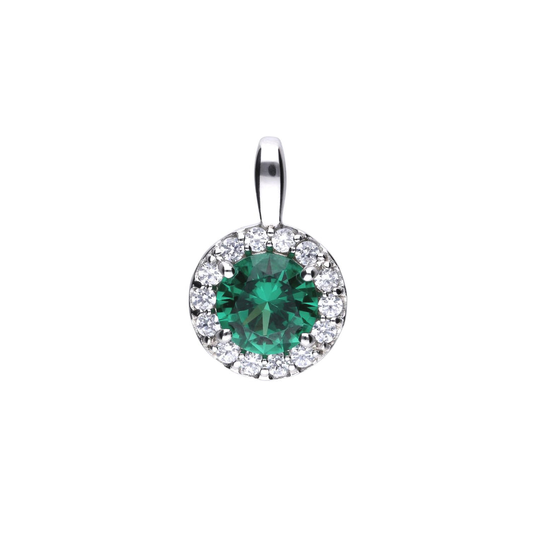 Diamonfire Green and White CZ Cluster Pendant and Chain