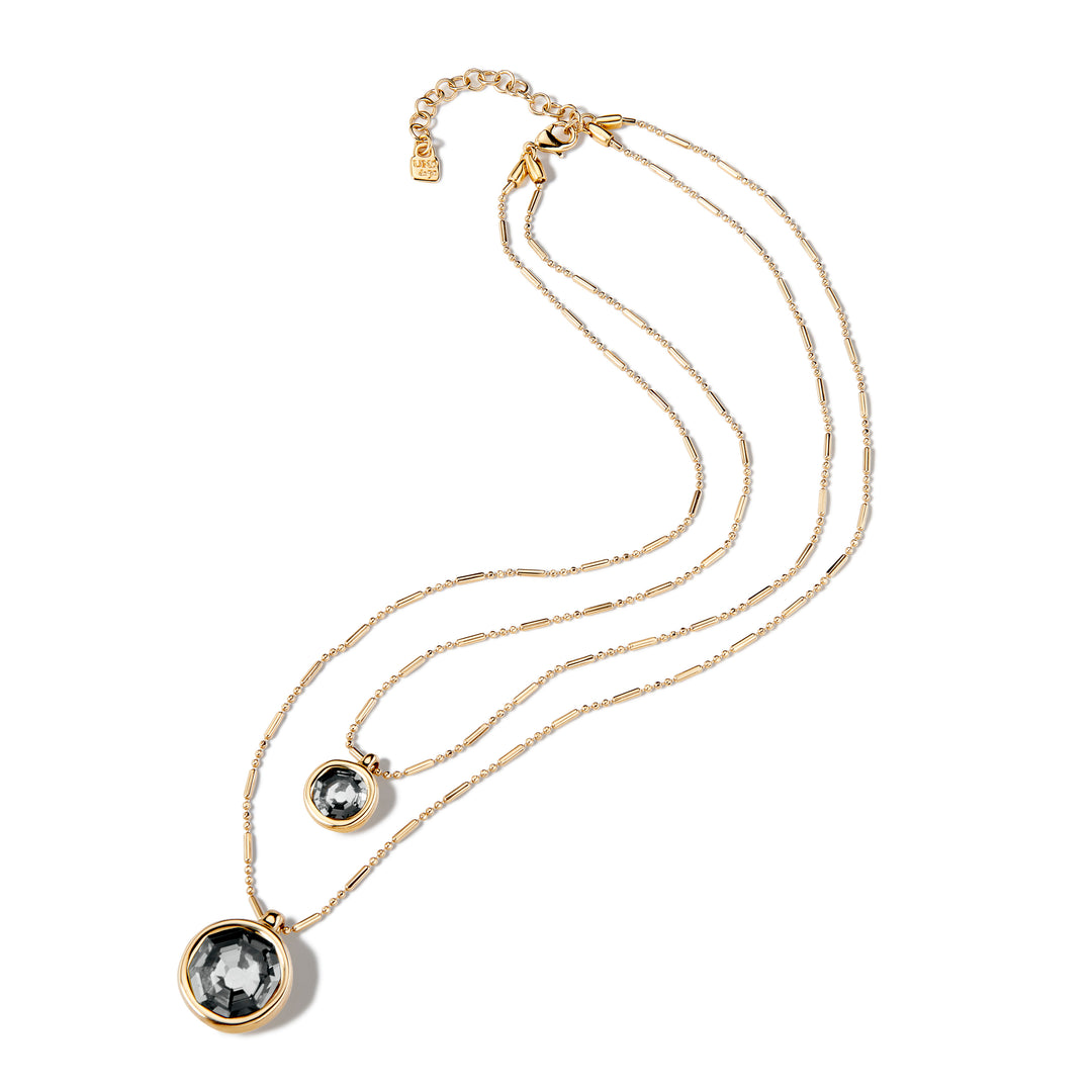 UnoDe50 Gold Plated Double Trouble Swarovski Necklace