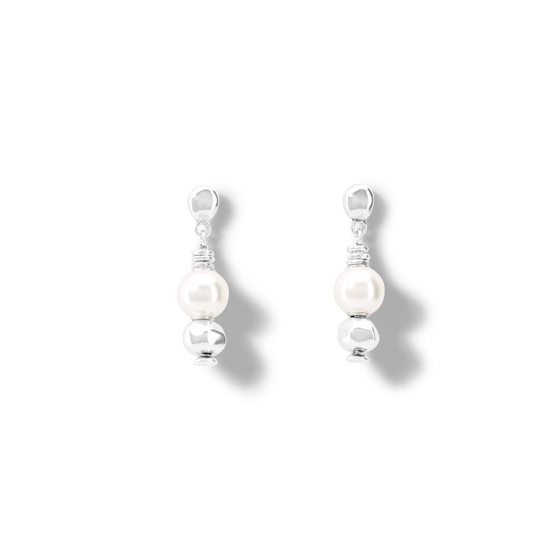 UnoDe50 Silver and Pearl Moody Drop Earrings