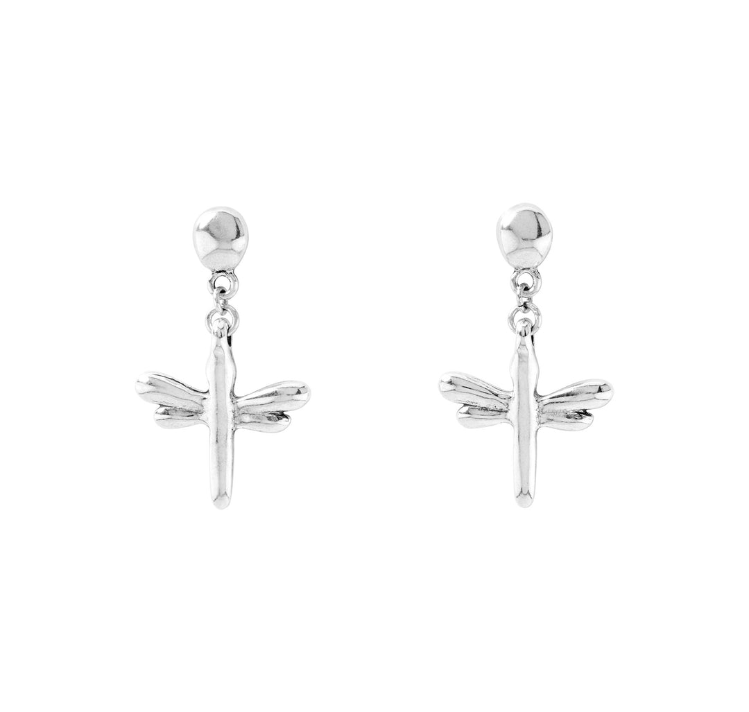 UnoDe50 Silver Dragonfly Drop Earrings