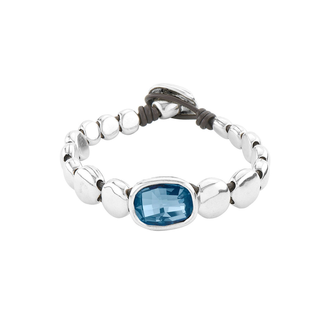 UnoDe50 Silver and Blue Swarovski Crystal Magic Bracelet
