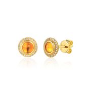 9ct Yellow Gold Citrine and Diamond Stud Earrings