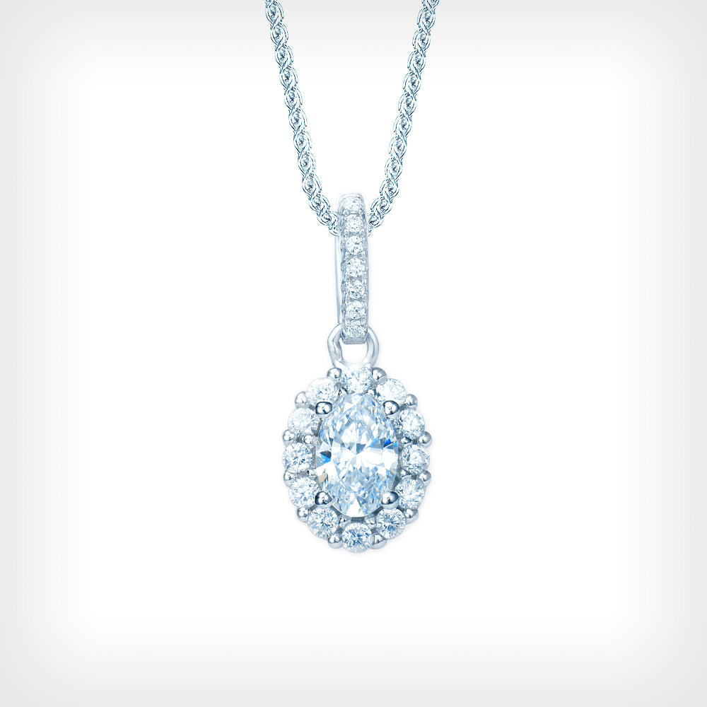 Sterling Silver White CZ Cluster Pendant and Chain