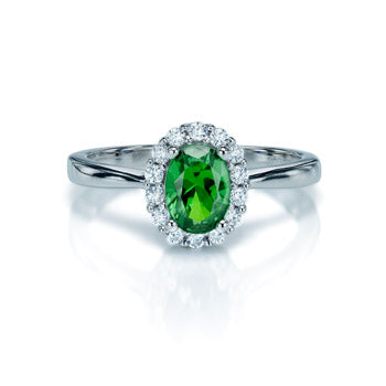 Sterling Silver Green and White CZ Cluster Ring