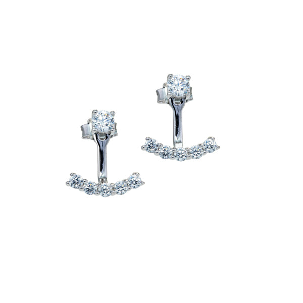 Sterling Silver White CZ Anchor Style Drop Earrings