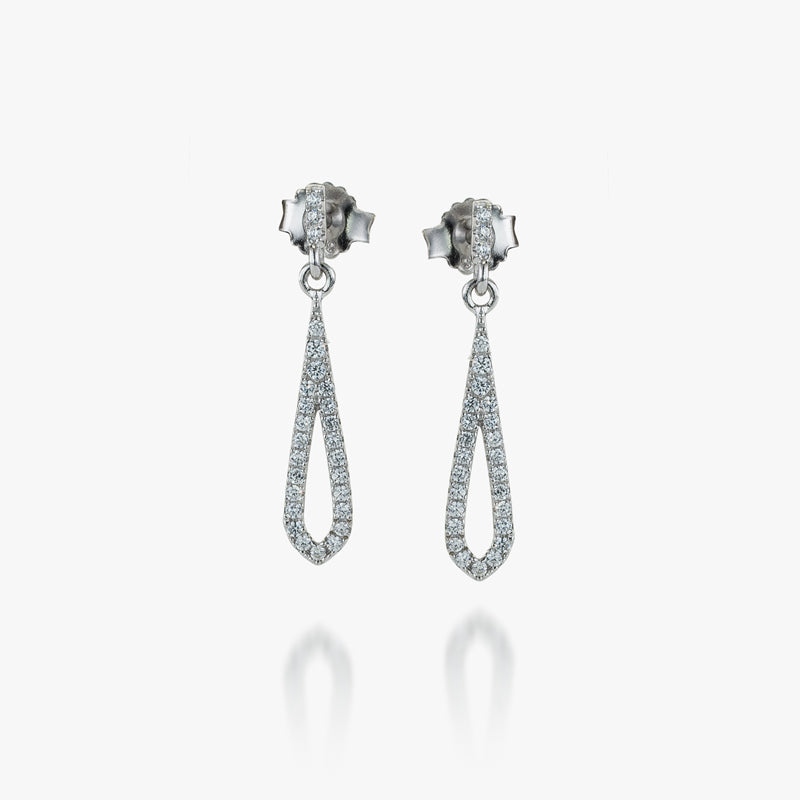 Sterling Silver White CZ Loop Drop Earrings