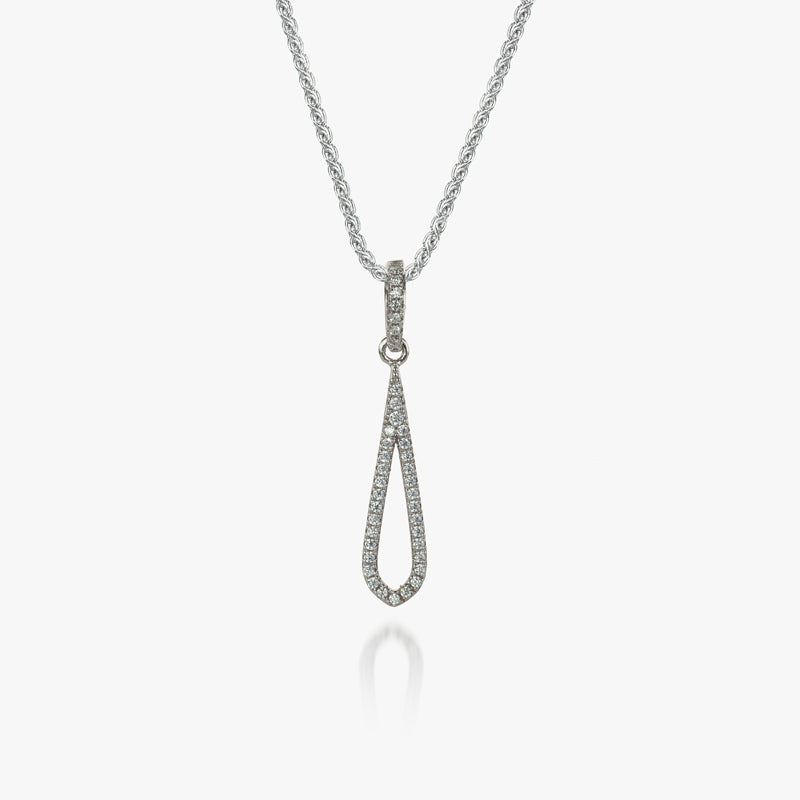 Sterling Silver White CZ Loop Pendant and Chain