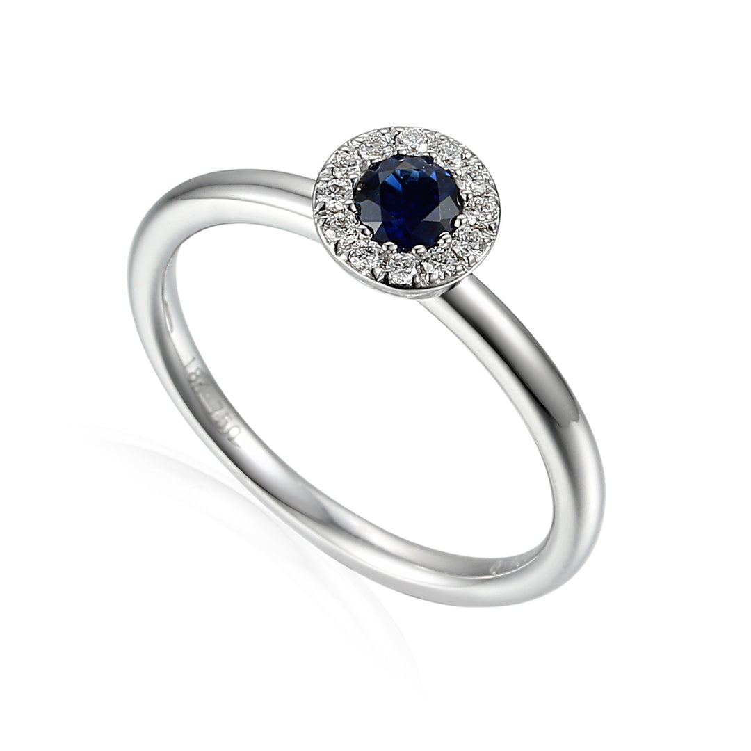SEPTEMBER- 9ct White Gold Sapphire and Diamond Cluster Ring