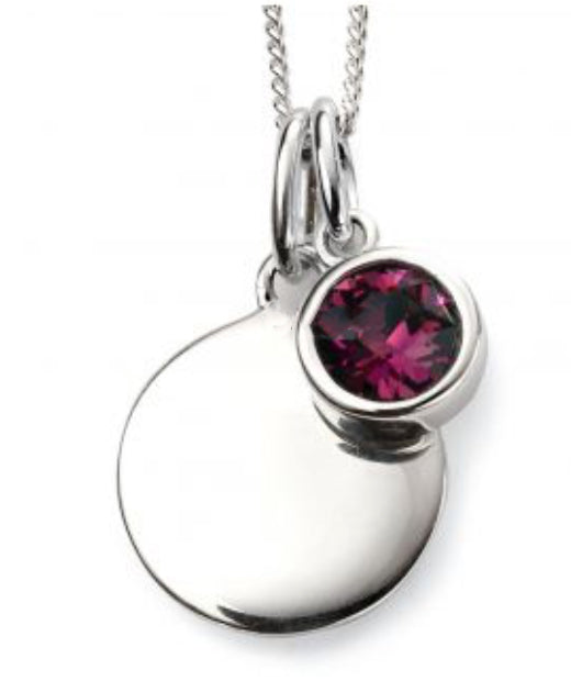 Silver February Birthstone Pendant and Chain