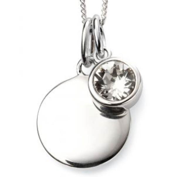 Silver April Birthstone Pendant and Chain