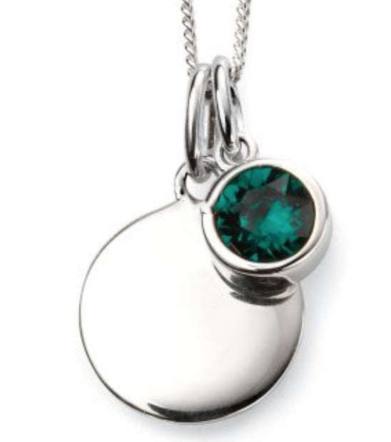 Silver May Birthstone Pendant and Chain