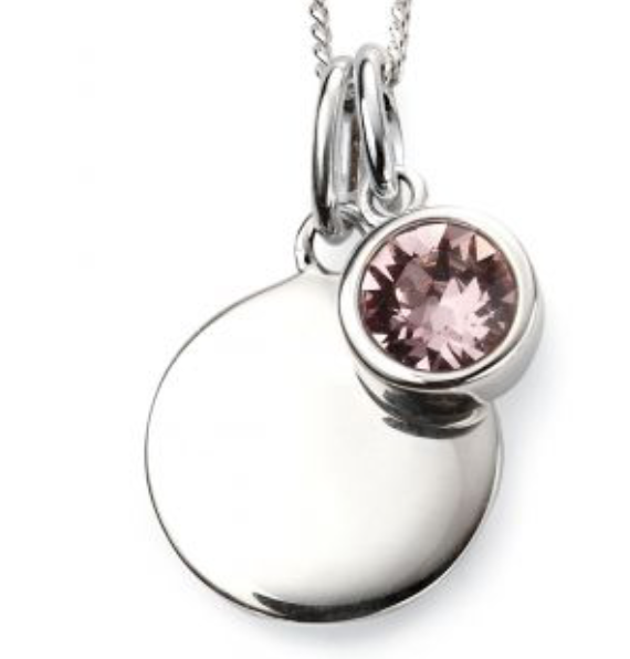 Silver June Birthstone Pendant and Chain